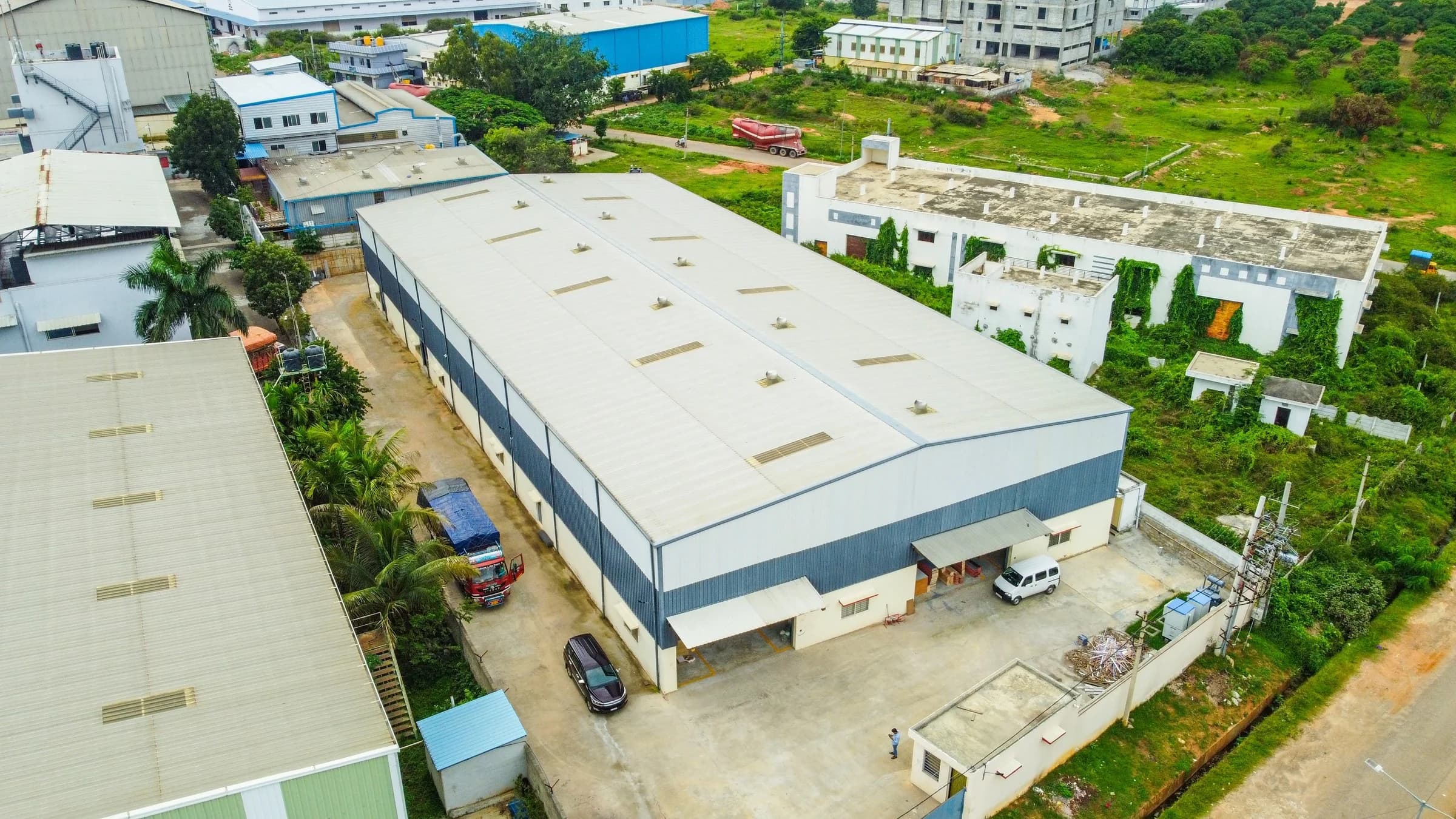 Aerial view of an industrial manufacturing facility in China under supplier review
