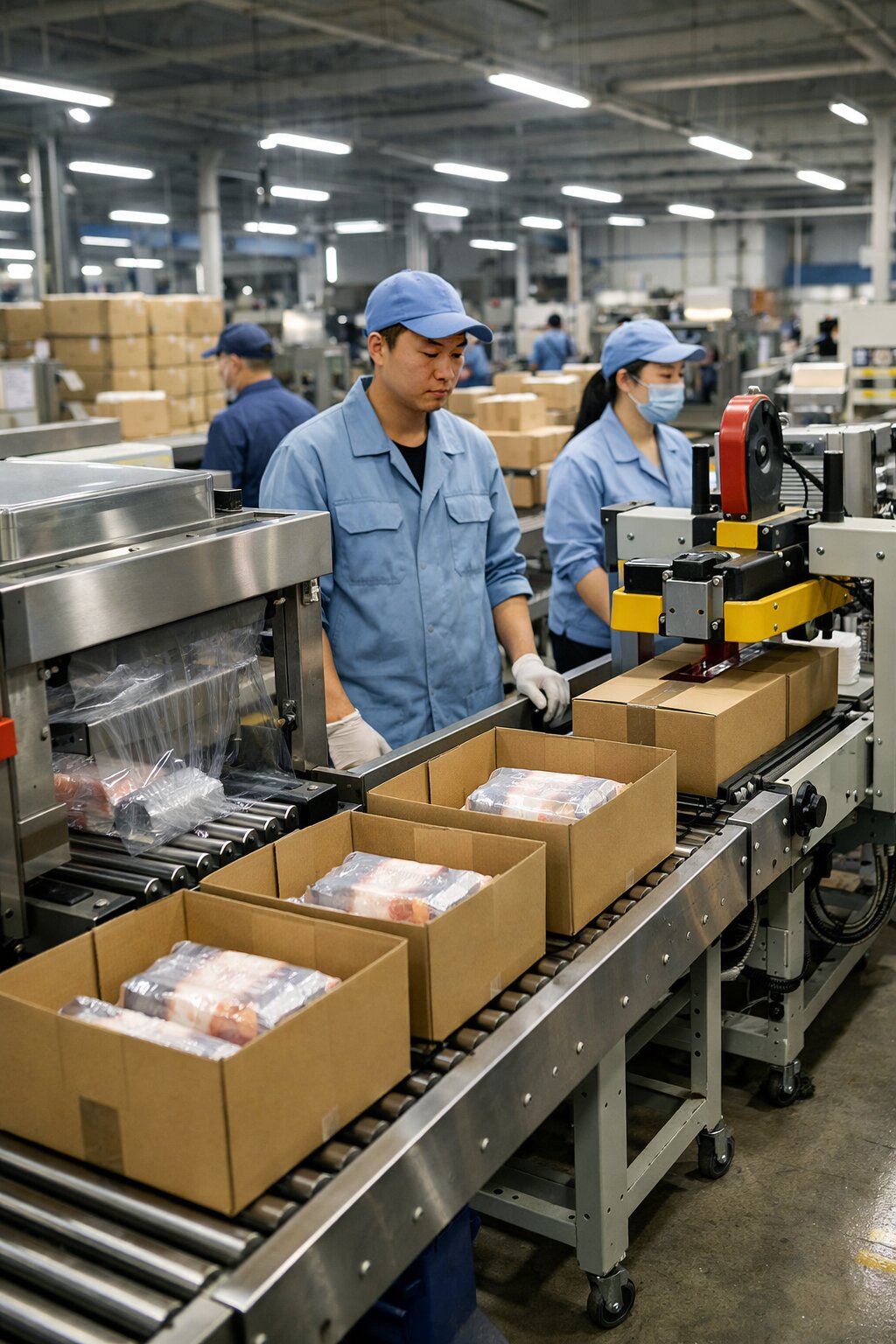 Automatic packaging machine in factory